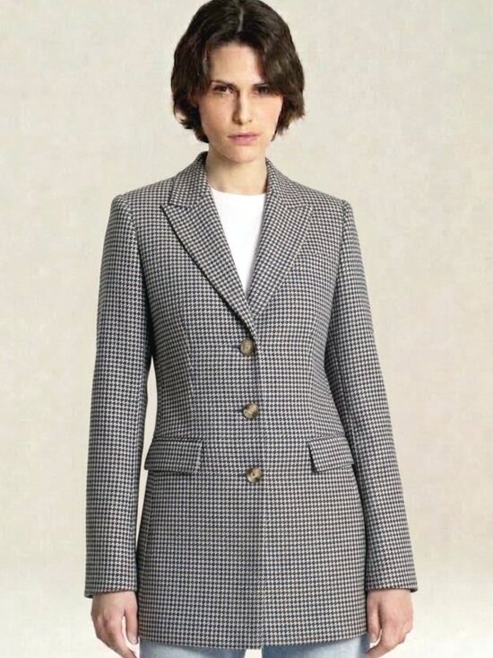 Lafayette 148 New York Jackets & Blazers - Lafayette 148 New York Blue Gray Houndstooth Wool Blazer Sz 6